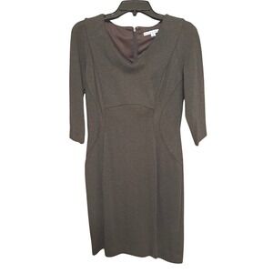 Antonio Melani Gray V-Neck Sheath Dress 3/4 Sleeve Career Workwear Size 6